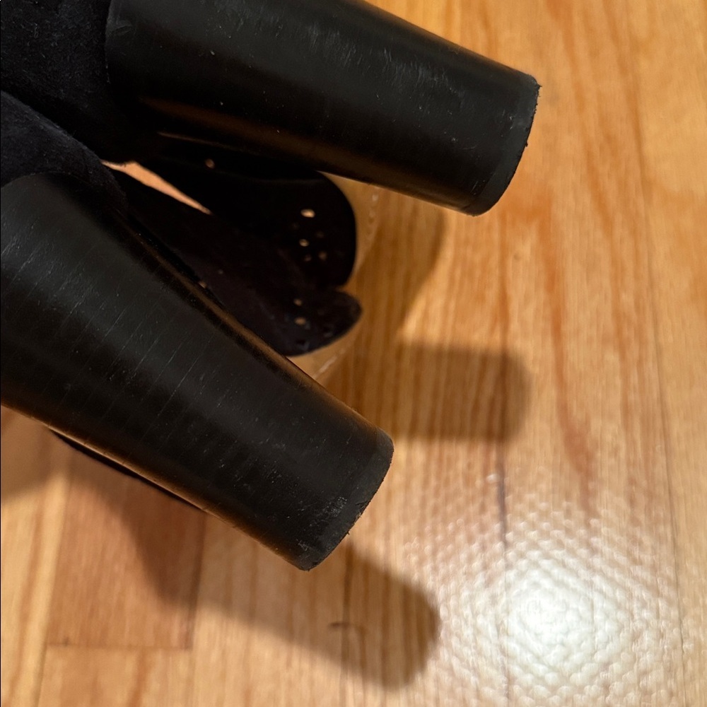 Vince Camuto Black Suede Open Toe Booties - Picture 5 of 7